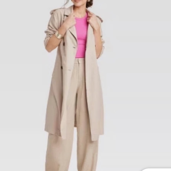 💚 NWOT SPRING TRENCH COAT - LINEN 🌸🌻🌷 - Picture 7 of 7